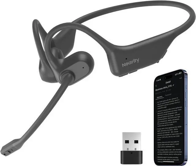 Main image of MemPod Pro 2S Voice Recorder Headset, Open Ear Bluetooth Headphones with Mic, ChatGPT Powered Transcribe & Summarize, Dongle, App Control, Support 97 Languages, for Lectures, Meetings, Calls