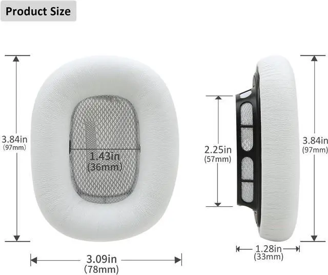 Alt view image 4 of 7 - Lambskin Ear Pads for AirPods Max Headphones Sheepskin Leather Earpads Replacement with Memory Foam and Magnet Sweat Proof& Excellent Noise Isolation White
