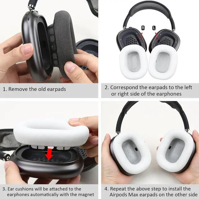 Alt view image 5 of 7 - Lambskin Ear Pads for AirPods Max Headphones Sheepskin Leather Earpads Replacement with Memory Foam and Magnet Sweat Proof& Excellent Noise Isolation White