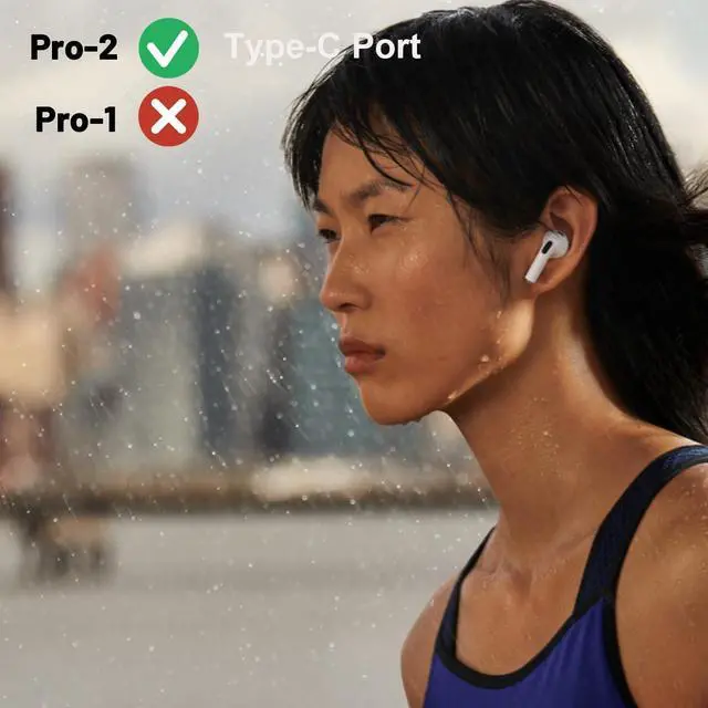 Alt view image 5 of 7 - Left Earbud Replacement for Air Pro (2nd Generation), A3047, A3048, A3049 Single Left Ear Side Only, Compatible with Original Pro 2 A2968 Charging Case with Type-C Port, Ear Cushion