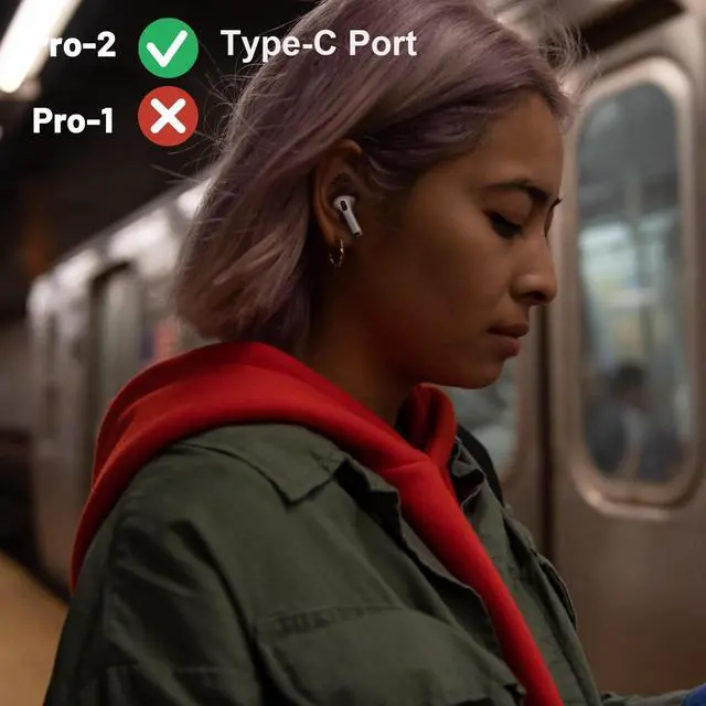 Alt view image 6 of 7 - Left Earbud Replacement for Air Pro (2nd Generation), A3047, A3048, A3049 Single Left Ear Side Only, Compatible with Original Pro 2 A2968 Charging Case with Type-C Port, Ear Cushion