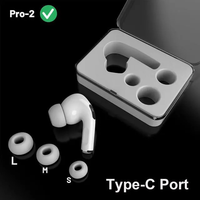 Alt view image 7 of 7 - Left Earbud Replacement for Air Pro (2nd Generation), A3047, A3048, A3049 Single Left Ear Side Only, Compatible with Original Pro 2 A2968 Charging Case with Type-C Port, Ear Cushion
