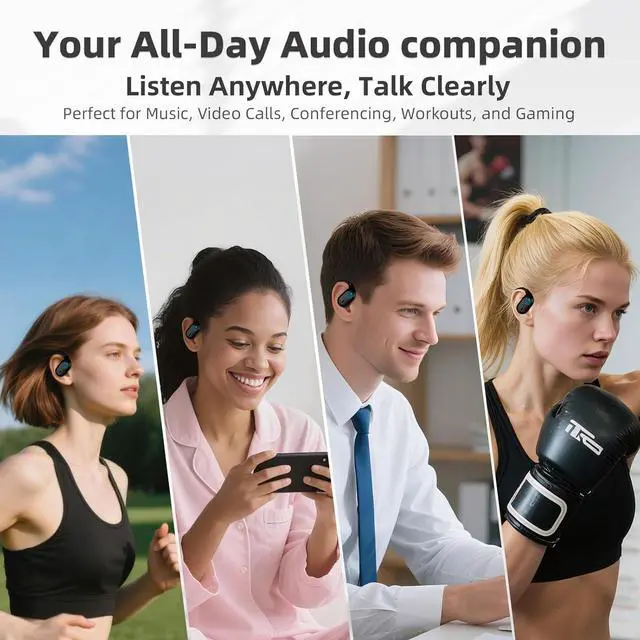 Alt view image 7 of 7 - Open Ear Headphones, Bluetooth 5.4 Wireless Earbuds, 40H Playback, with LED Dgital Display, IP54 Waterproof Sports Headphones for Running, Cycling and Gym (Black)