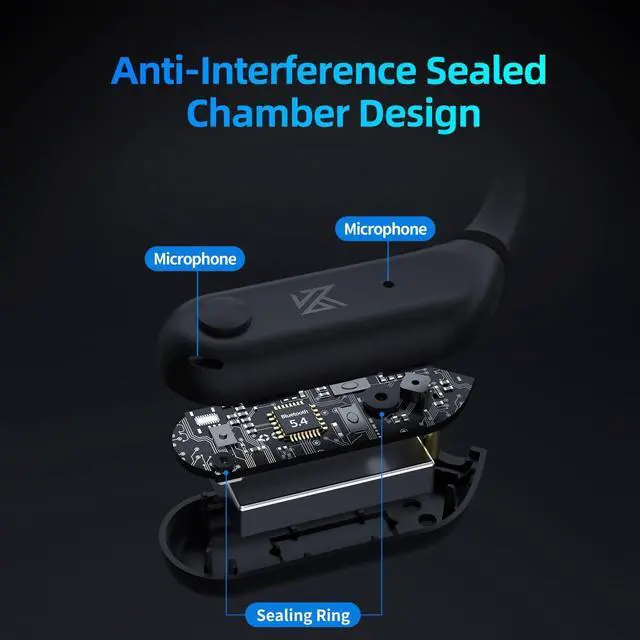 Alt view image 7 of 7 - KZ AE01 Bluetooth 5.4 Module Upgrade EarHook for Earbuds 2Pins,Dual Microphones ENC Noise Reduction Wireless Earphone Adapter
