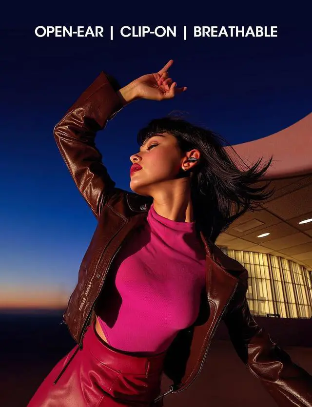 Alt view image 3 of 7 - Clip on Earbuds, Open Ear Earbuds Wireless Bluetooth 5.4 with Mic, Open Ear Headphones with Charging Case LED Display, 44H Play, IP54 Waterproof, Lightweight Comfort for Running Sport Workout (Black)