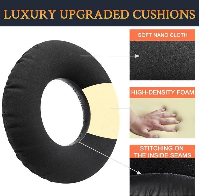 Alt view image 3 of 3 - SOULWIT Professional Nano Cloth Replacement Earpads for Neumann NDH 20 (NDH20) Studio Headphones, Ear Pads Cushions with High-Density Foam - NDH 20 NC Black