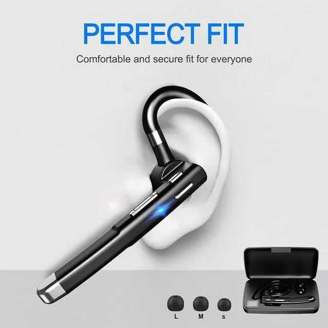 Alt view image 5 of 7 - Bluetooth Headset for Cell Phones 500Hrs Standby Time with LED Charging Case 270 Degrees Rotatable Mic Hands Free Bluetooth 5.4 Version (Ivory Black)