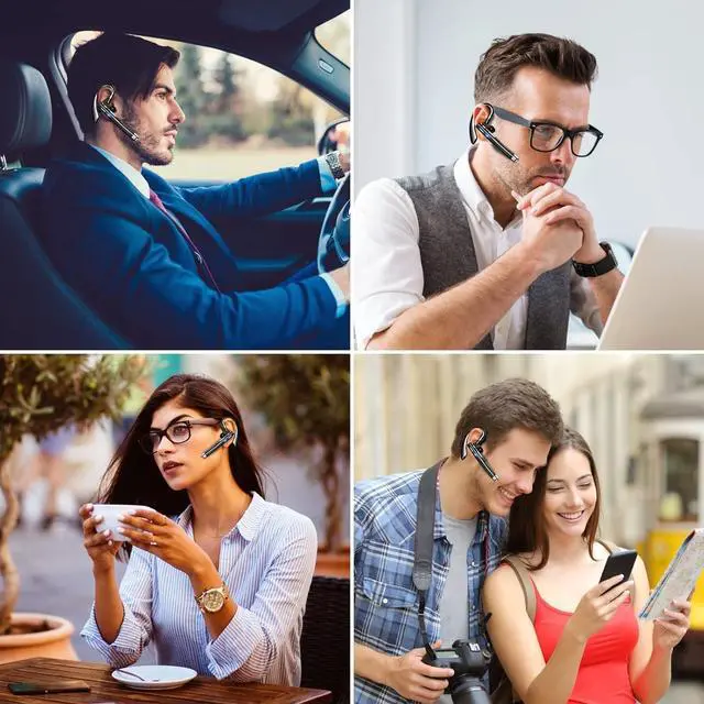 Alt view image 7 of 7 - Bluetooth Headset for Cell Phones 500Hrs Standby Time with LED Charging Case 270 Degrees Rotatable Mic Hands Free Bluetooth 5.4 Version (Ivory Black)