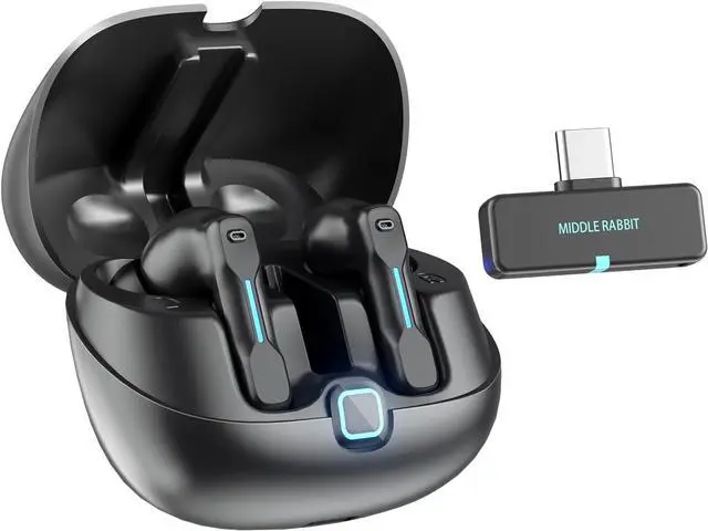 Main image of SW5 Wireless Headphones for Work with Microphone, Bluetooth Earbuds, 20ms Low Latency, 4 Mics, Compatible with Desktop Computer and Laptop PC, Ideal for Office, Call Center