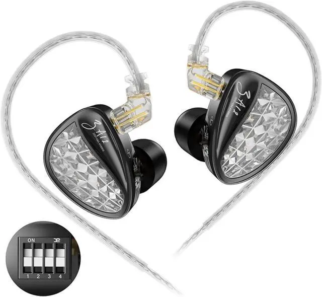 Main image of KZ ZA12 in Ear Monitor Headphones, 2DD+4BA Hybrid Drivers iem for Gaming, Tunable in Ear Monitor with 4-Level Tuning Switch, 6 Driver HIFI iem Earphones for Audiophile Singers (Tuning Version, no mic)
