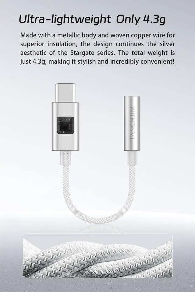 Alt view image 7 of 7 - TANCHJIM Stargate 2 Portable Headphone Amplifier, Type C to 3.5mm HiFi Audio Adapter, CS43131 DAC, 32Bit/384kHzDSD64/128/256 AMP with DSP Decoder for Smartphone, Tablet & Laptop PC