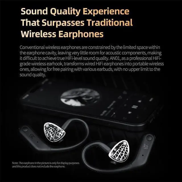 Alt view image 4 of 7 - KZ AN01 Bluetooth 5.4 True Wireless Earbuds Earhook with ANC Active Noise Cancellation, LDAC Decode HiFi TWS Earphone Adapter
