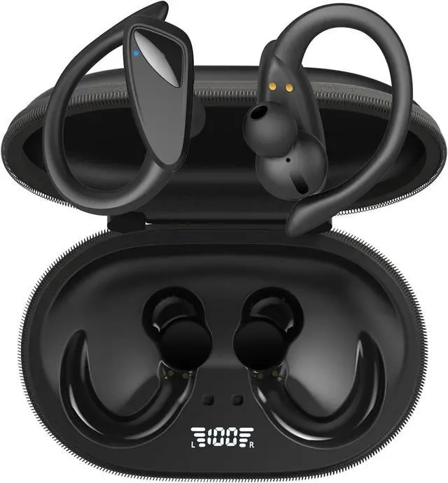 Main image of Wireless Earbuds Bluetooth Headphones, 23Hrs Playback Sport Earphones with LED Display Over-Ear Buds with Earhooks, Sweatproof Running Ear Buds with Earhooks Workout Earphones (Black)