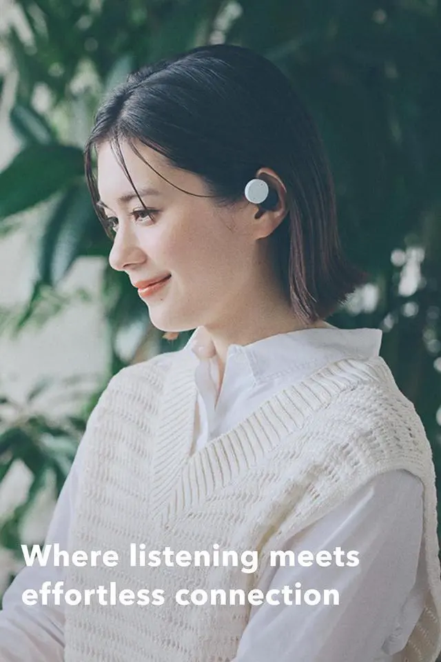 Alt view image 2 of 6 - nwm DOTS Wireless On-Ear Speakers (Open Ear Earphones) Sound Leakage suppressed (PSZ Technology - Bone Conduction Alternative) with Optimal Microphone Function Designed in Japan | Moss Green