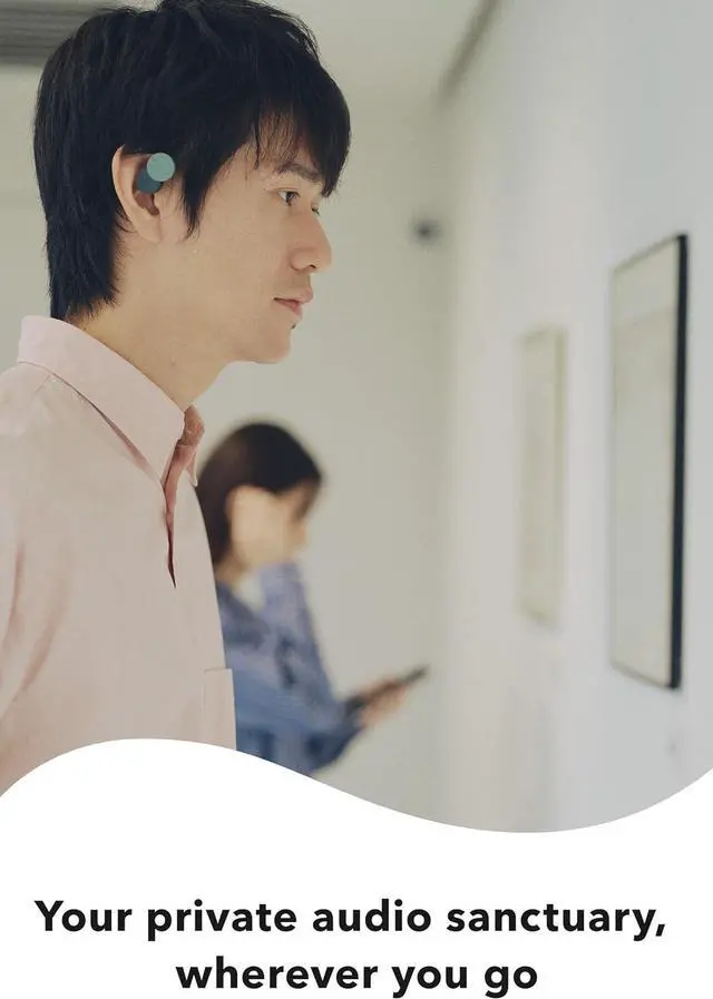 Alt view image 4 of 6 - nwm DOTS Wireless On-Ear Speakers (Open Ear Earphones) Sound Leakage suppressed (PSZ Technology - Bone Conduction Alternative) with Optimal Microphone Function Designed in Japan | Moss Green