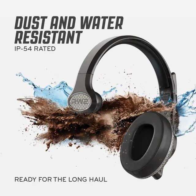 Alt view image 4 of 7 - RoadWarrior RW2 Trucker Bluetooth Headset  40mm Driver, ENC Mic, 100ft Wireless, IP54 Rated, All Day Comfort, Battery Indicator, Over-Ear Fit  Black Premium Wireless Headset for Truckers