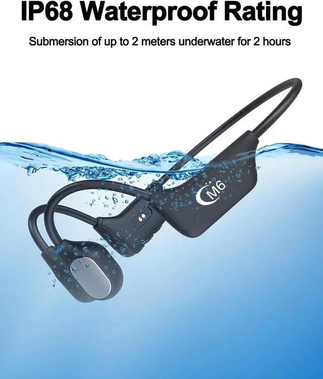 Alt view image 5 of 7 - Bone Conduction Headphones Open Ear Waterproof Swimming Headphones Bluetooth 5.4 with Built-in MP3 Player 16G Memory Open Ear Sports Headset for Underwater Running Cycling and More Activities