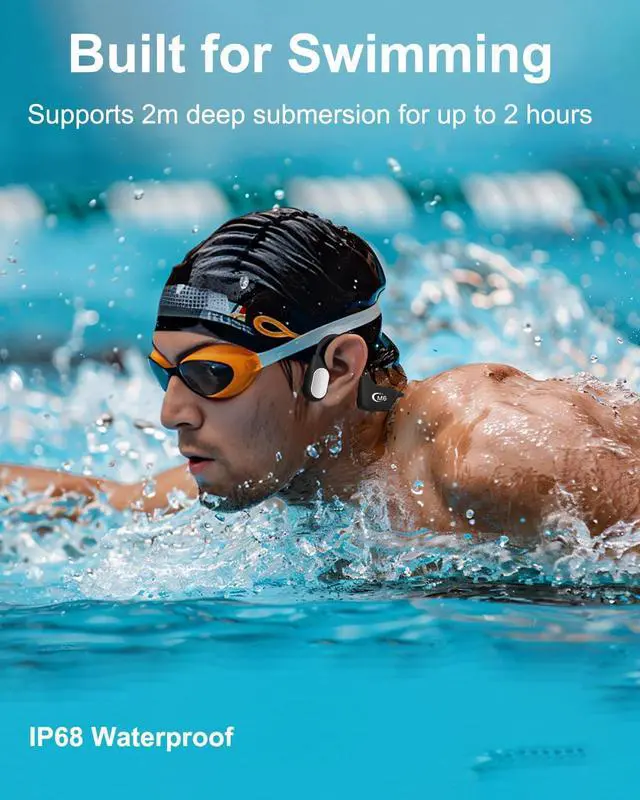 Alt view image 6 of 7 - Bone Conduction Headphones Open Ear Waterproof Swimming Headphones Bluetooth 5.4 with Built-in MP3 Player 16G Memory Open Ear Sports Headset for Underwater Running Cycling and More Activities