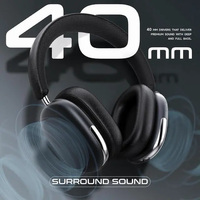 Alt view image 3 of 7 - Freepods 120H Playtime Bluetooth ANC/ENC Pro-Level Active Noise Cancelling Over-Ear Headphones Wireless, Headphones with Built-in Microphone Type-C Charging for Call Travel Sports Gym (Black)