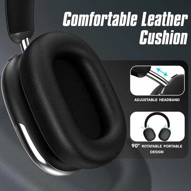 Alt view image 7 of 7 - Freepods 120H Playtime Bluetooth ANC/ENC Pro-Level Active Noise Cancelling Over-Ear Headphones Wireless, Headphones with Built-in Microphone Type-C Charging for Call Travel Sports Gym (Black)