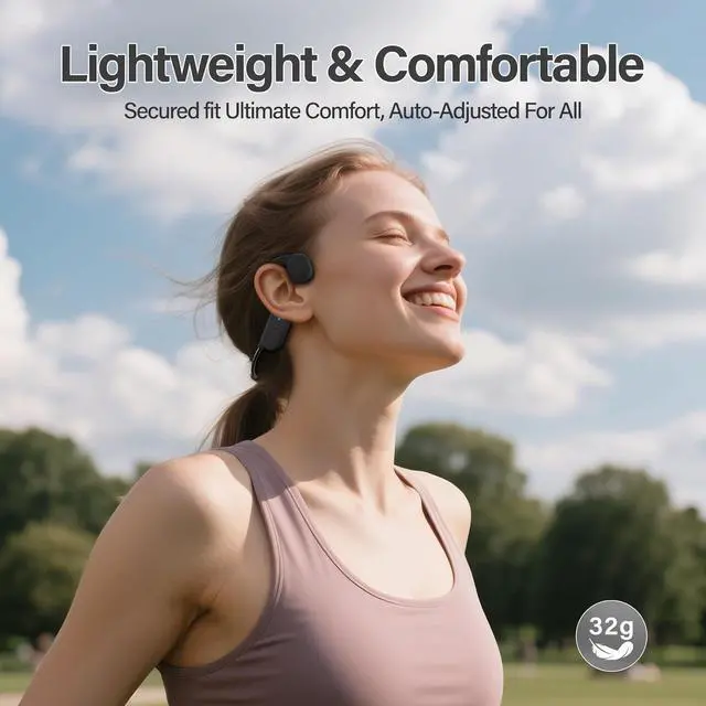 Alt view image 2 of 6 - 2025 Bone Conduction HeadphonesBluetooth 5.4 Wireless Headphones, Type-C Quickly Charge12Hrs PlaytimeIPX5 Waterproof for TravingRunningHiking