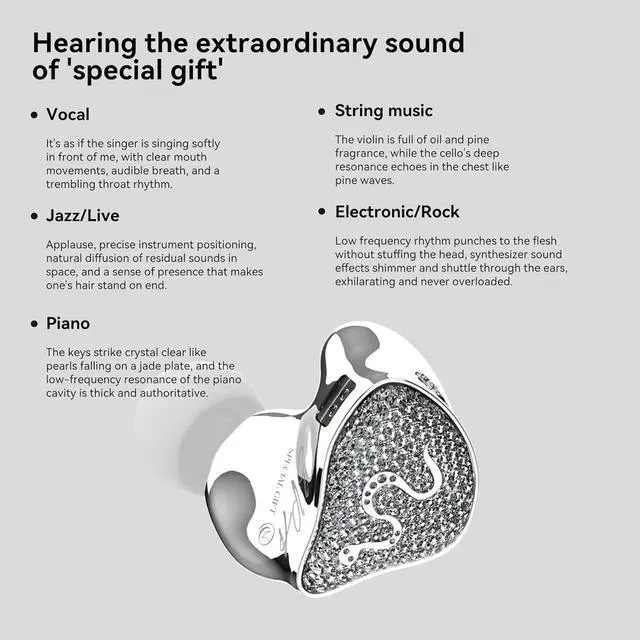Alt view image 5 of 7 - EZ EAR SPA-SG in Ear Monitor,10MM PEEK+PU Composite Diaphragm Inner-Magnet DD HiFi Wired Earbuds in Ear Earphones,Crystal Diamond Surface IEMS for Musicians Singers Audiophiles,on Stage