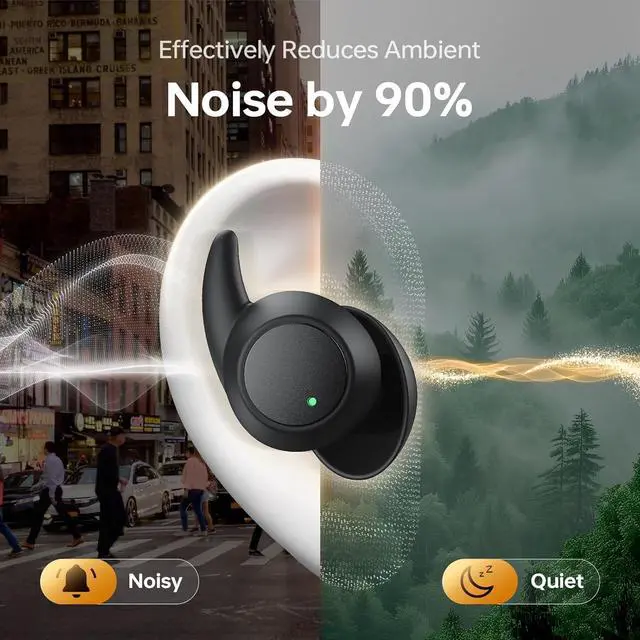 Alt view image 4 of 7 - MUSICOZY Bluetooth 5.3 Sleep Earbuds, Lightweight in-Ear Sleeping Earbuds, Waterproof Sleep Headphones White Noise, Podcasts, Study, Focus