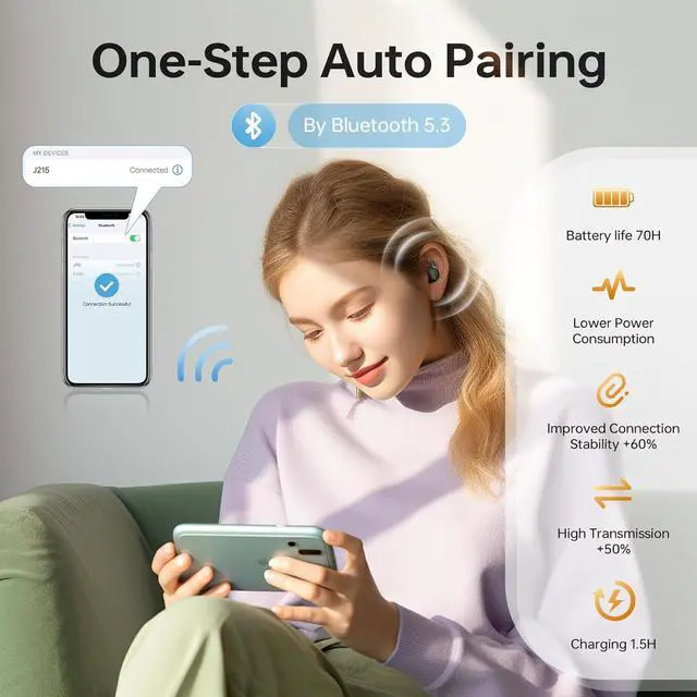 Alt view image 5 of 7 - MUSICOZY Bluetooth 5.3 Sleep Earbuds, Lightweight in-Ear Sleeping Earbuds, Waterproof Sleep Headphones White Noise, Podcasts, Study, Focus