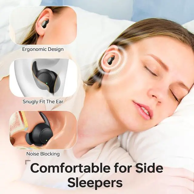Alt view image 6 of 7 - MUSICOZY Bluetooth 5.3 Sleep Earbuds, Lightweight in-Ear Sleeping Earbuds, Waterproof Sleep Headphones White Noise, Podcasts, Study, Focus