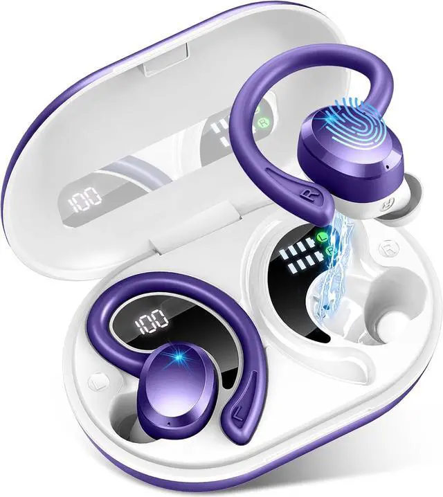 Main image of Wireless Earbuds Bluetooth 5.4 Headphones Sport, 2025 Bluetooth Earbuds with Earhooks, 48H Stereo Over Ear Buds, Earphone with 4 ENC Noise Canceling Mic, IP7 Waterproof Headset for Running/Gym/Workout