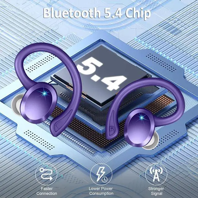 Alt view image 3 of 7 - Wireless Earbuds Bluetooth 5.4 Headphones Sport, 2025 Bluetooth Earbuds with Earhooks, 48H Stereo Over Ear Buds, Earphone with 4 ENC Noise Canceling Mic, IP7 Waterproof Headset for Running/Gym/Workout