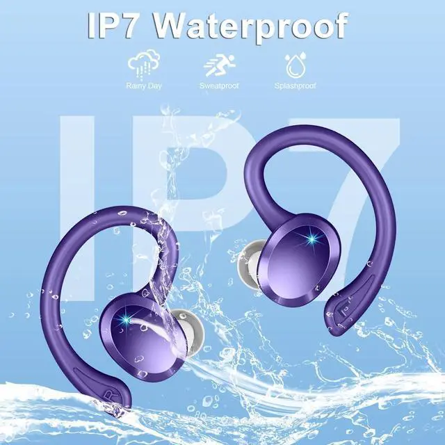 Alt view image 7 of 7 - Wireless Earbuds Bluetooth 5.4 Headphones Sport, 2025 Bluetooth Earbuds with Earhooks, 48H Stereo Over Ear Buds, Earphone with 4 ENC Noise Canceling Mic, IP7 Waterproof Headset for Running/Gym/Workout