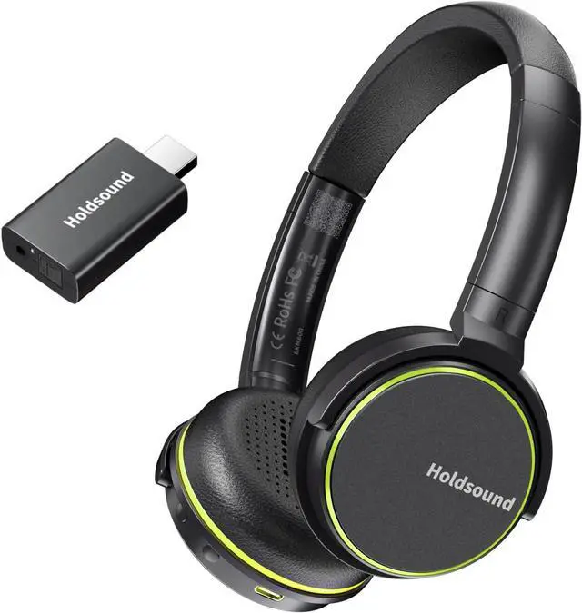 Main image of Holdsound Wireless TV Headphones for Seniors - BKM600 Comfortable & Lightweight On-Ear Design with Multi-Output USB Transmitter (Optical/AUX/RCA/USB), Green