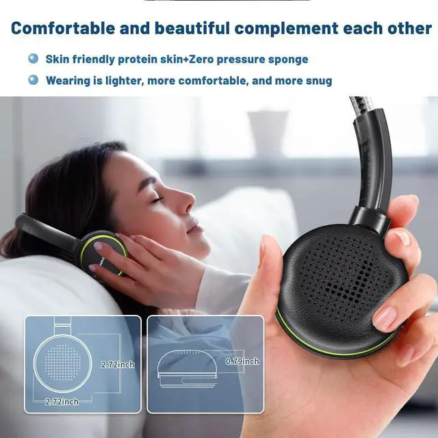 Alt view image 5 of 7 - Holdsound Wireless TV Headphones for Seniors - BKM600 Comfortable & Lightweight On-Ear Design with Multi-Output USB Transmitter (Optical/AUX/RCA/USB), Green