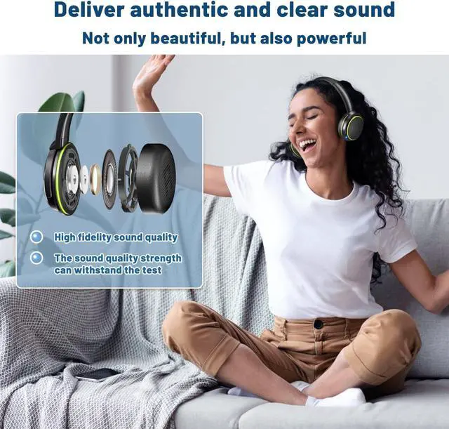 Alt view image 7 of 7 - Holdsound Wireless TV Headphones for Seniors - BKM600 Comfortable & Lightweight On-Ear Design with Multi-Output USB Transmitter (Optical/AUX/RCA/USB), Green