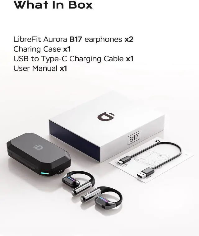 Alt view image 6 of 6 - True Bone Conduction Headphones, Perfect for Night Running and Cycling, Aurora Mode(RGB Light) Open-Ear Up to 30H Playtime with Charging Case, IP54 Water-Resistant, AAC/SBC