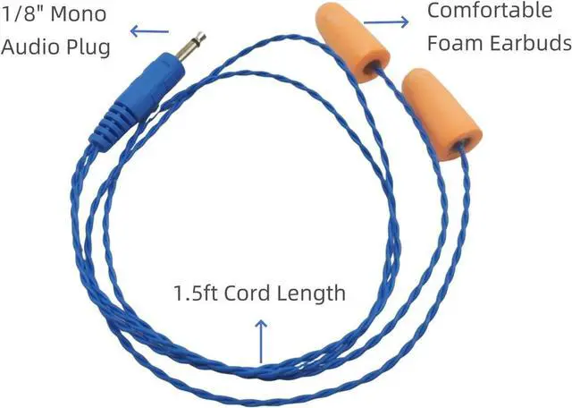 Alt view image 2 of 6 - Racing Radios Earbuds, Mono Noise Reduction Balanced Armature Foam Earbuds for Racing Radios Communications Electronics- 1/8" Plug (Blue line)
