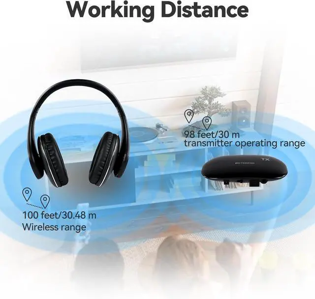 Alt view image 2 of 7 - Retekess TA008 TV Headphones for Seniors Bundle TA005P Wireless Headphones for TV, Clear Sound Quality, Wireless Headphones for Elderly