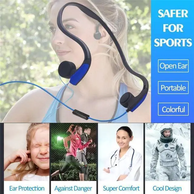 Alt view image 3 of 7 - Bone Conduction Headphones Wired, Open Ear Sports Bone Conduction Earbuds, 3.5mm Jack with Type C Adapter Cable, for Running Cycling Workouts