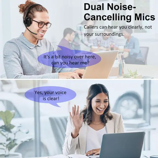 Alt view image 2 of 7 - Bluetooth Headset with Noise Cancelling Microphone & Mic Mute, 30H+ Talking Time Wireless Headset V5.1 Bluetooth Headphone for Work/Ms Teams/Zoom/Cell Phone/Laptop/Call Center/Office/Home