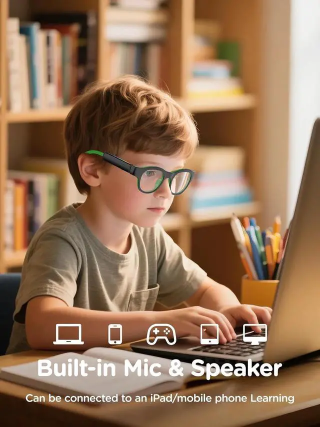 Alt view image 3 of 7 - Kids Blue Light Glasses with Bluetooth Audio,Smart glasses,RGB 7-color light, Kids Smart Glasses Gifts