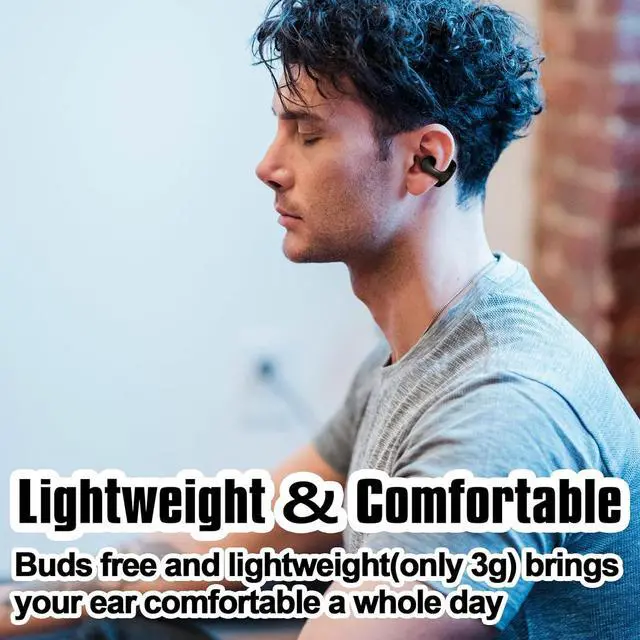 Alt view image 6 of 7 - Open Ear Earbuds - Wireless Earbuds Bluetooth 5.3 Clip-on Headphones Sports Earphones, 40H Playtime Touch Control Air Conduction Earphones Waterproof Headsets for Workouts Running