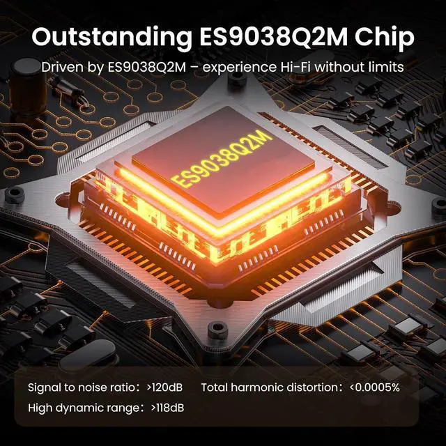 Alt view image 3 of 7 - D20 DAC512 Portable Headphone Amp/DAC  USB Hi-Res Audio Dongle with 4.4mm Balanced & 3.5mm Output, ES9038Q2M + CT7601PR, Support PCM 768kHz/DSD512, CNC Aluminum, OLED Display
