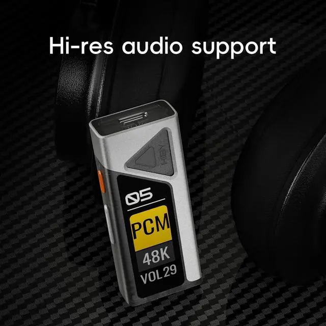 Alt view image 6 of 7 - HiBy FC5 Portable Hi-Fi DAC Headphone Amplifier with 1.1 OLED Display PCM 768kHZ DSD512 MQA 8X 3.5mmPO +4.4mmBAL