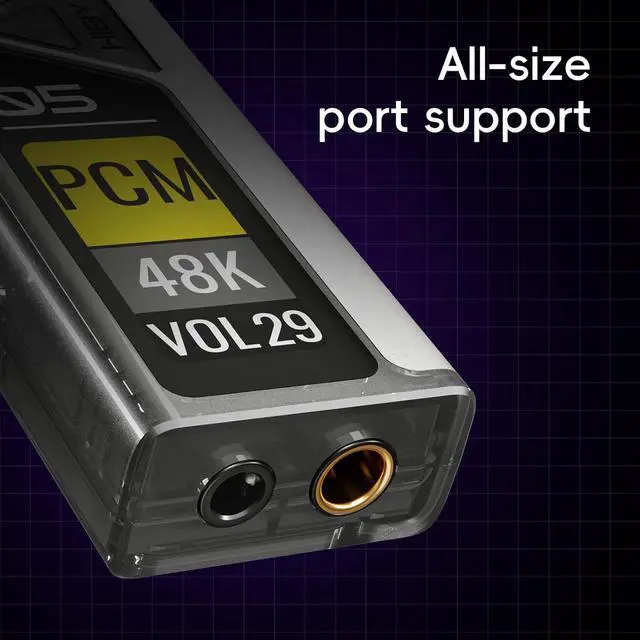 Alt view image 7 of 7 - HiBy FC5 Portable Hi-Fi DAC Headphone Amplifier with 1.1 OLED Display PCM 768kHZ DSD512 MQA 8X 3.5mmPO +4.4mmBAL