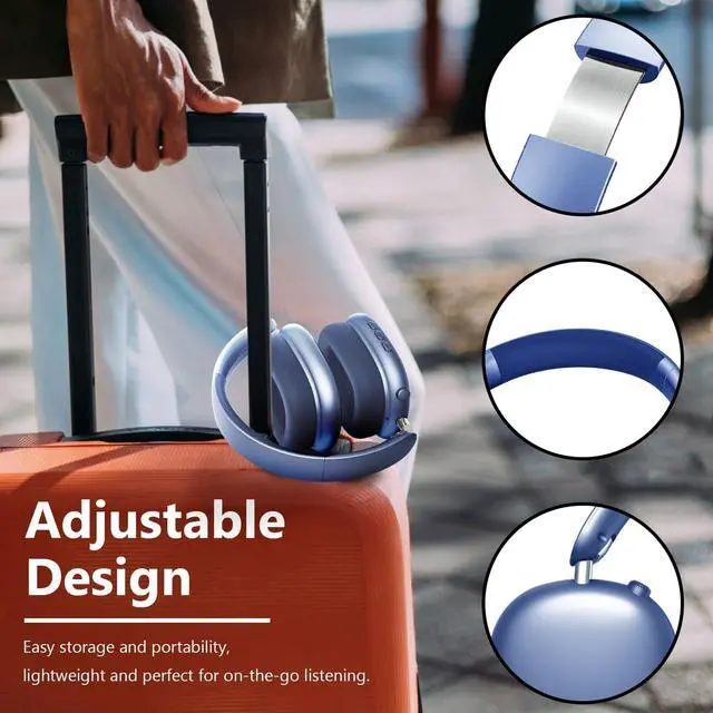 Alt view image 4 of 7 - Y01 Wireless Over Ear Headphones, Noise Canceling Bluetooth 5.3 Headphones with Microphones,Hi-Res Audio,48H Playtime,Foldable,Breathable Soft Earpads for iOS/Android/Samsung/PC-Blue