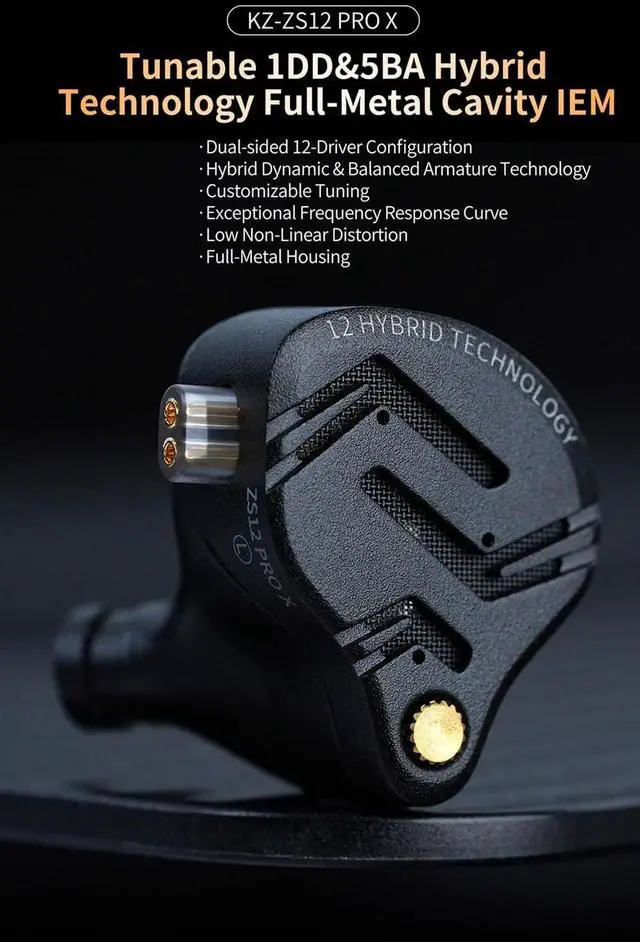 Alt view image 3 of 7 - keephifi ZS12 Pro X in Ear Monitor Headphones, 1DD 5BA Tuning HiFi IEM Earphones, CNC Metal Gaming Earbuds in-Ear Monitors with Detachable 2Pin-C Cable for Audio Enginners, Musicians, Drummers