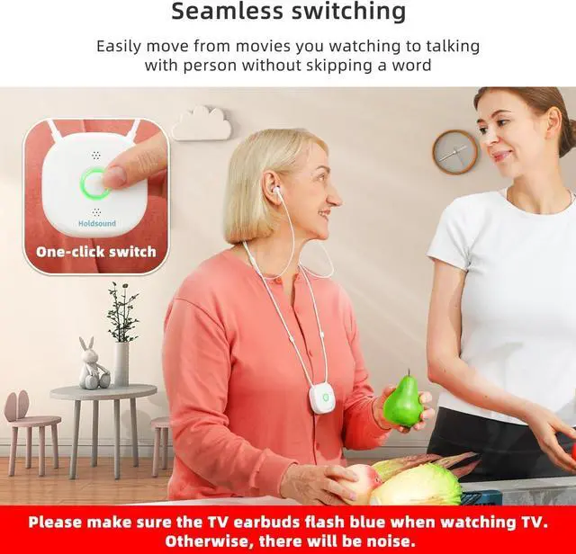 Alt view image 7 of 7 - Holdsound Wireless Headphones for TV Listening, Comfortable Wireless Earbuds for TV Listening with USB Transmitter Set Optical, No Delay, 15hrs Playtime, 100 FT Range, Easy to Use