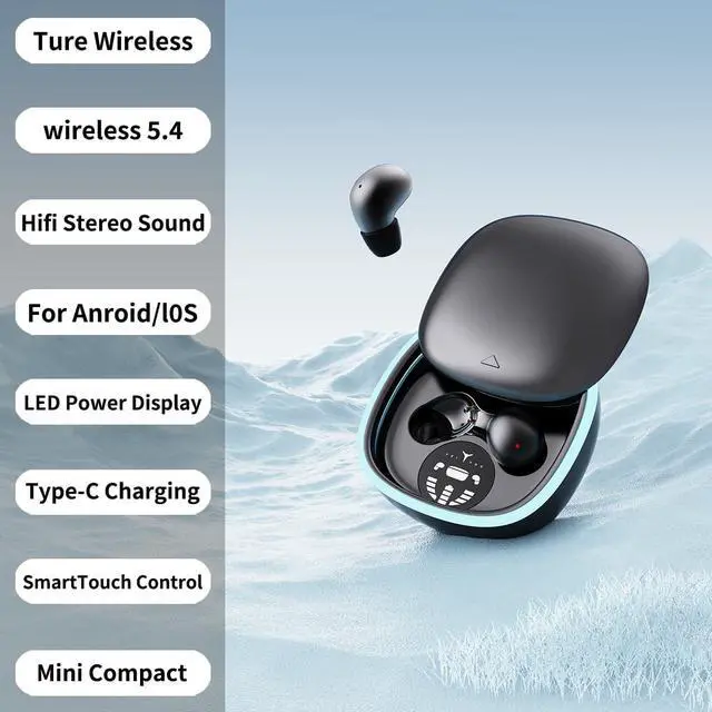 Alt view image 2 of 7 - Sleep Ear Buds, True Wireless Earbuds, 2025 Ultra-Mini Bluetooth 5.4 Earbuds for Side Sleepers, Hi-Fi Stereo 3D Bass Noise Cancelling Bluetooth Headphones, Comfortable Invisible-Black