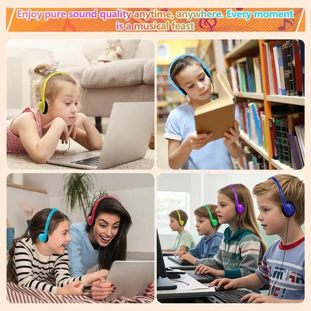 Alt view image 7 of 7 - USB C Headphones Bulk 20 Pack for Classroom School Kids,USB Type C Headphones Class Set Compatible with Pad Smartphones Mixed Colors